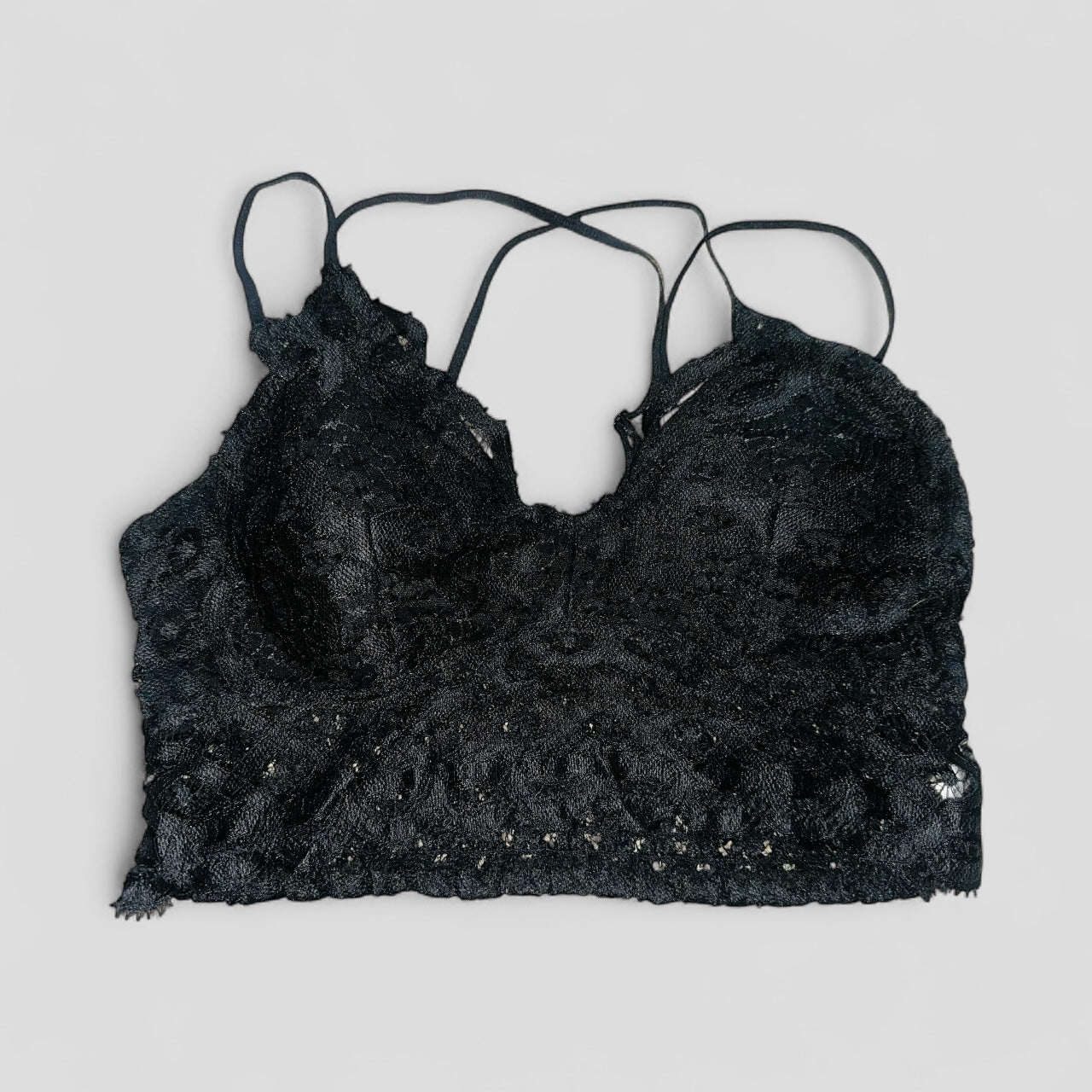 #77 Like New Black Adjustable Strap Bralette, Women’s XL