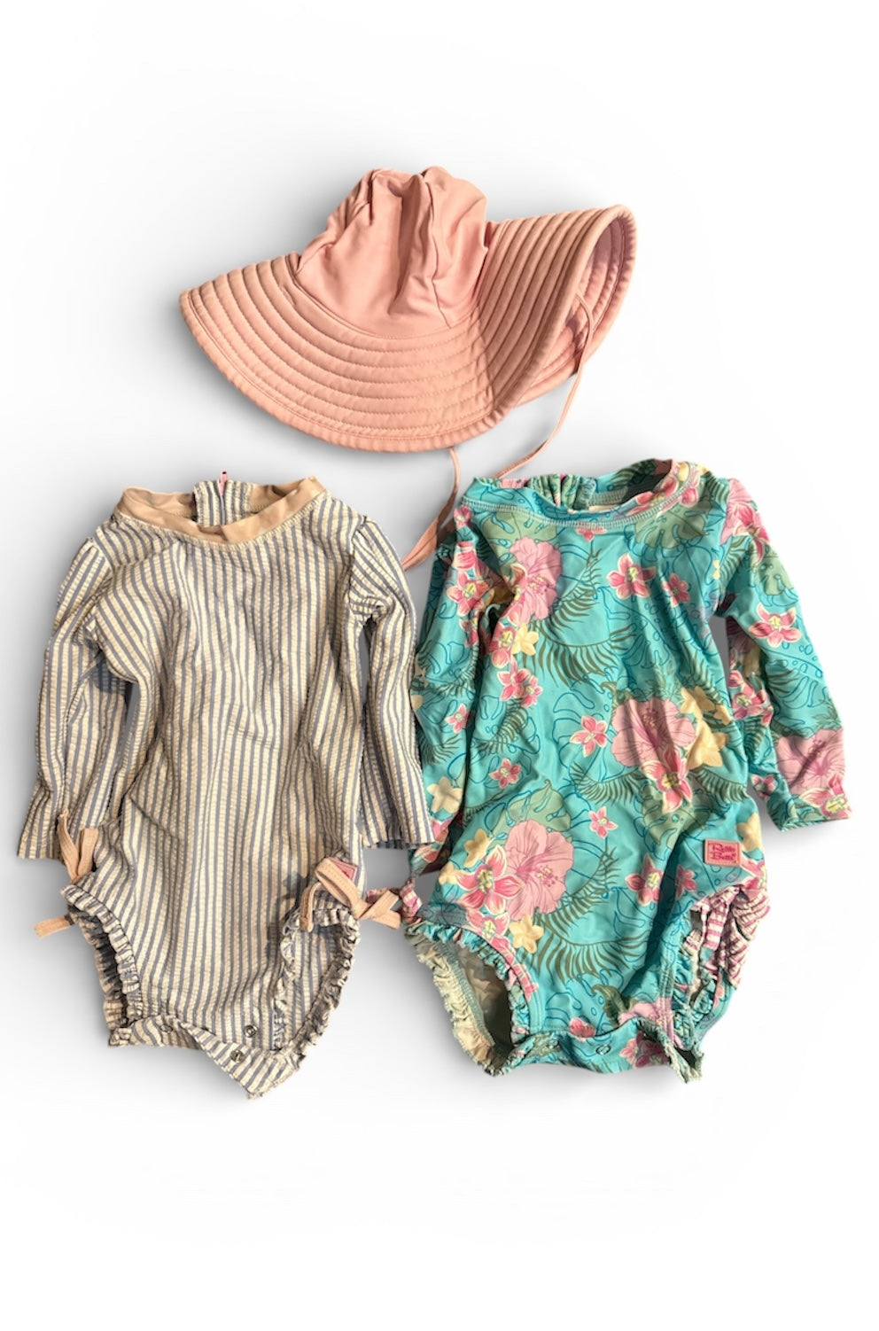 #190 Ruffle Butts Swimsuit and Hat Bundle Size 6-12M