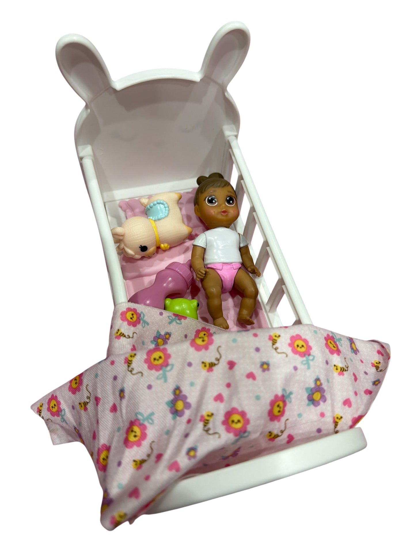 55 - SMALL baby doll with crib and accessoires