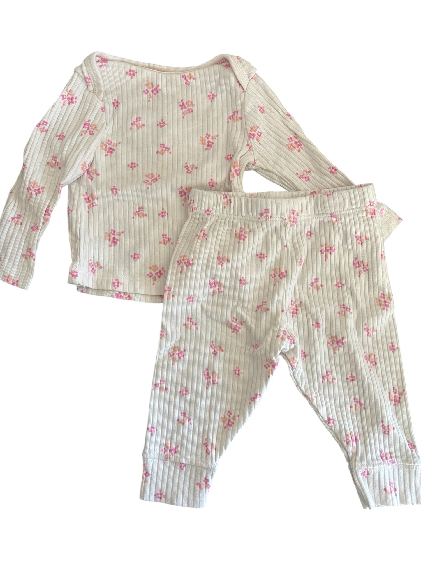 Seller #105 - Girls 0-3M Pink & White Floral Cat & Jack Set GUC