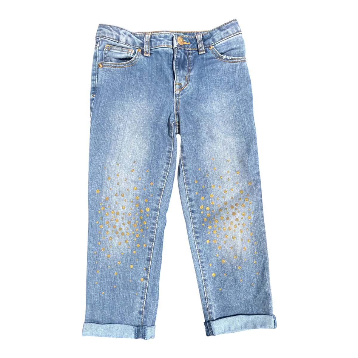 77 - Cat & Jack sz 6 Capris gold dots
