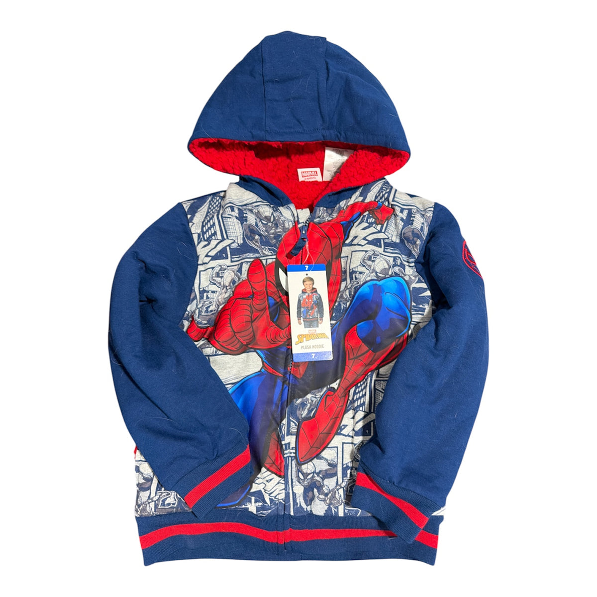 77 - BNWT Spiderman Coat - Fleecy inside sz 7