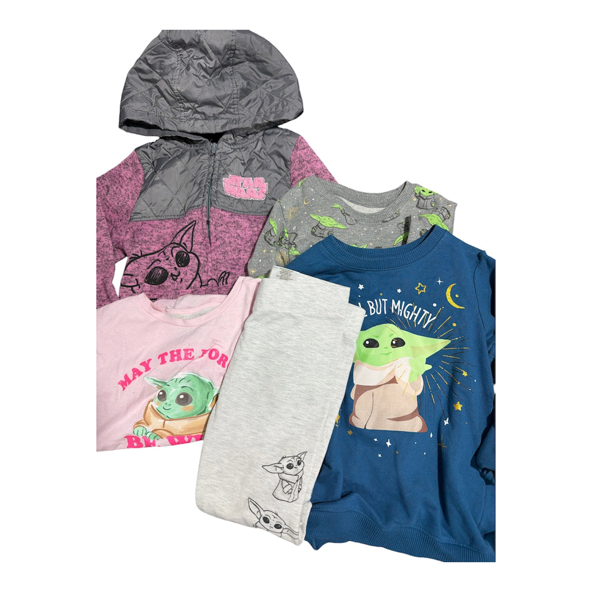 77 - Baby Yoda sz 6 set - includes jacket, 2 sweatshirts tee and pants ALL YODA
