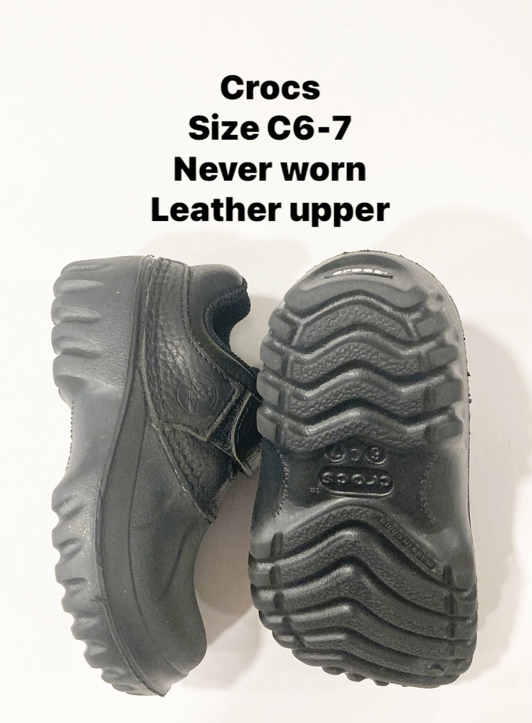 #119-REDUCED!!-Crocs Leather Upper Never worn-Size C6-7