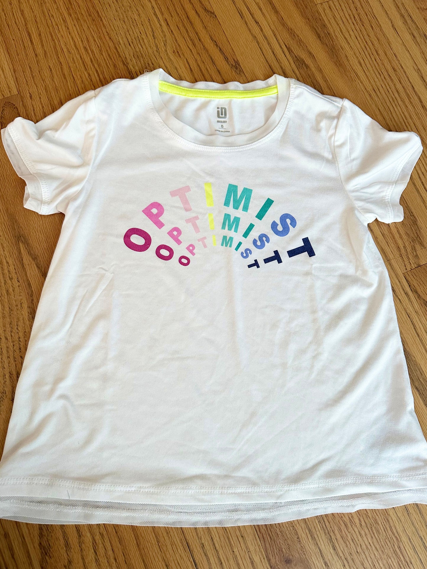 #198- Girls Active “Optimist” Shirt- Size 6