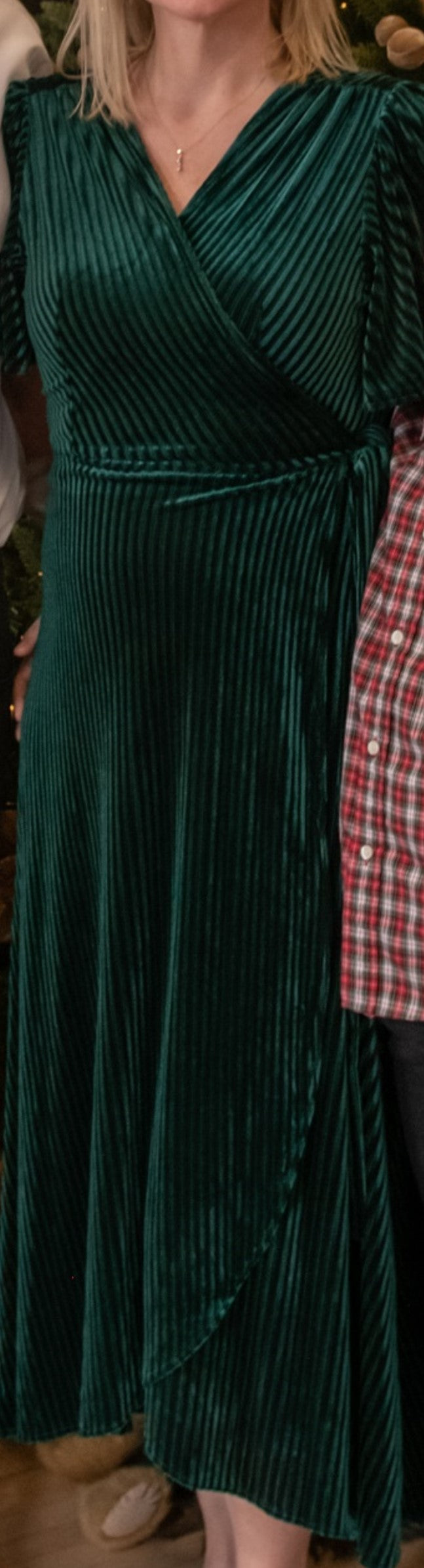 #181 - Velvet V Neck Wrap Semi Formal Holiday Dress - Women's Size 4-6