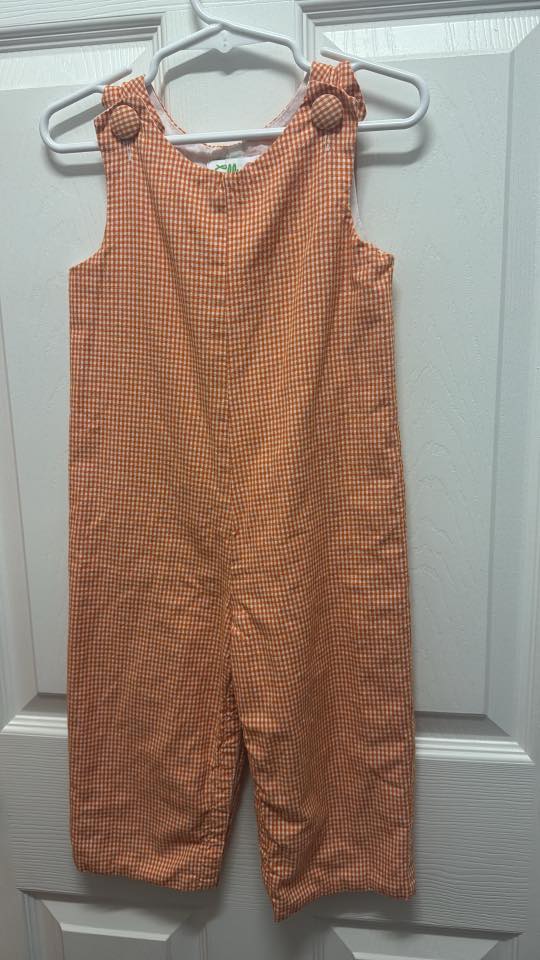 #29 Boys 2T Orange Plaid jumper EUC