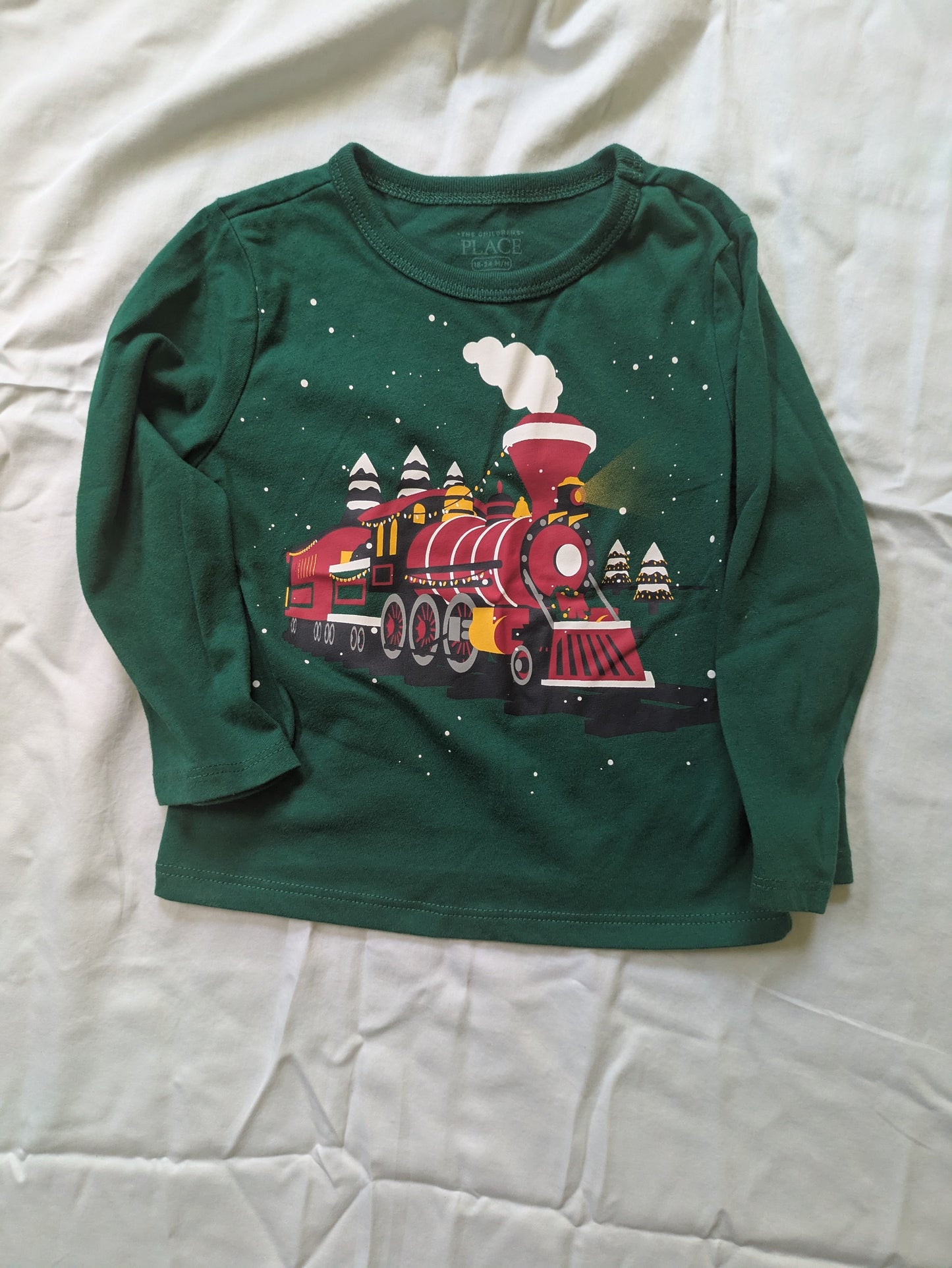 #52 Children's Place 18-24 month train themed cotton shirt bundle