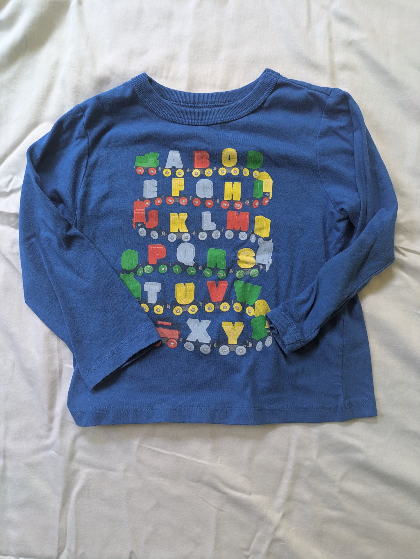 #52 Children's Place 18-24 month train themed cotton shirt bundle