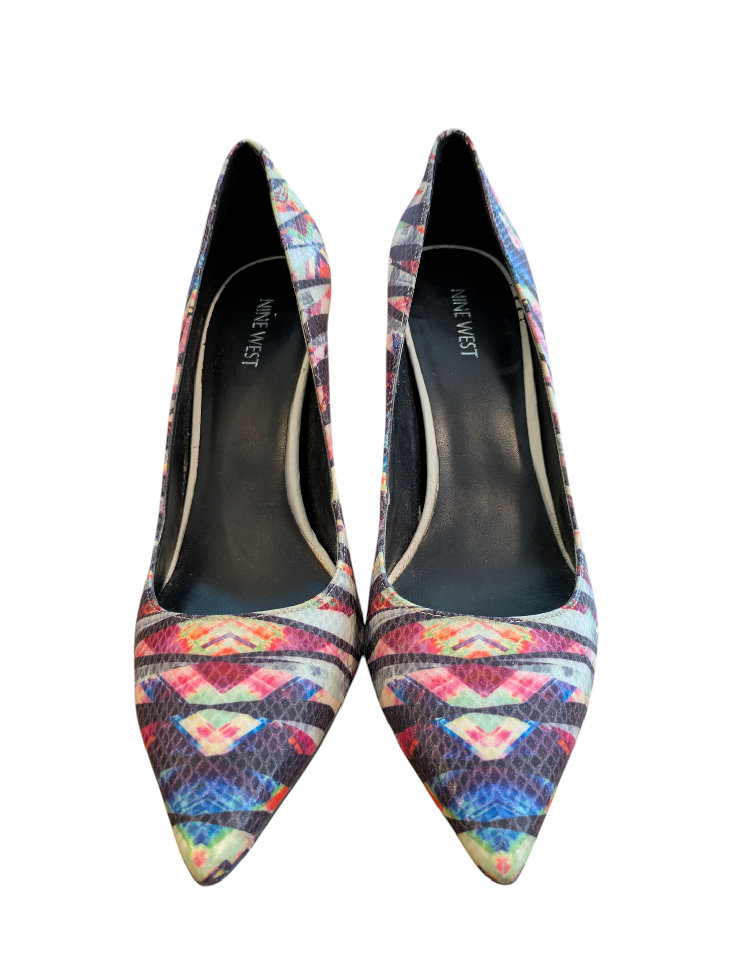 #52 Nine West Size 10.5 Multi-colored Tiger Stripe Heel