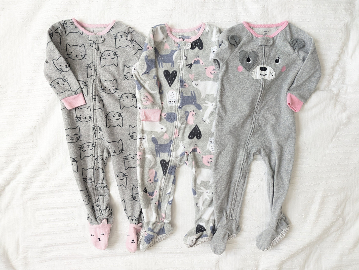 #164 - REDUCED Carter's - Girl's 18 Months Zipper Fleece Footie Sleeper (VGUC)