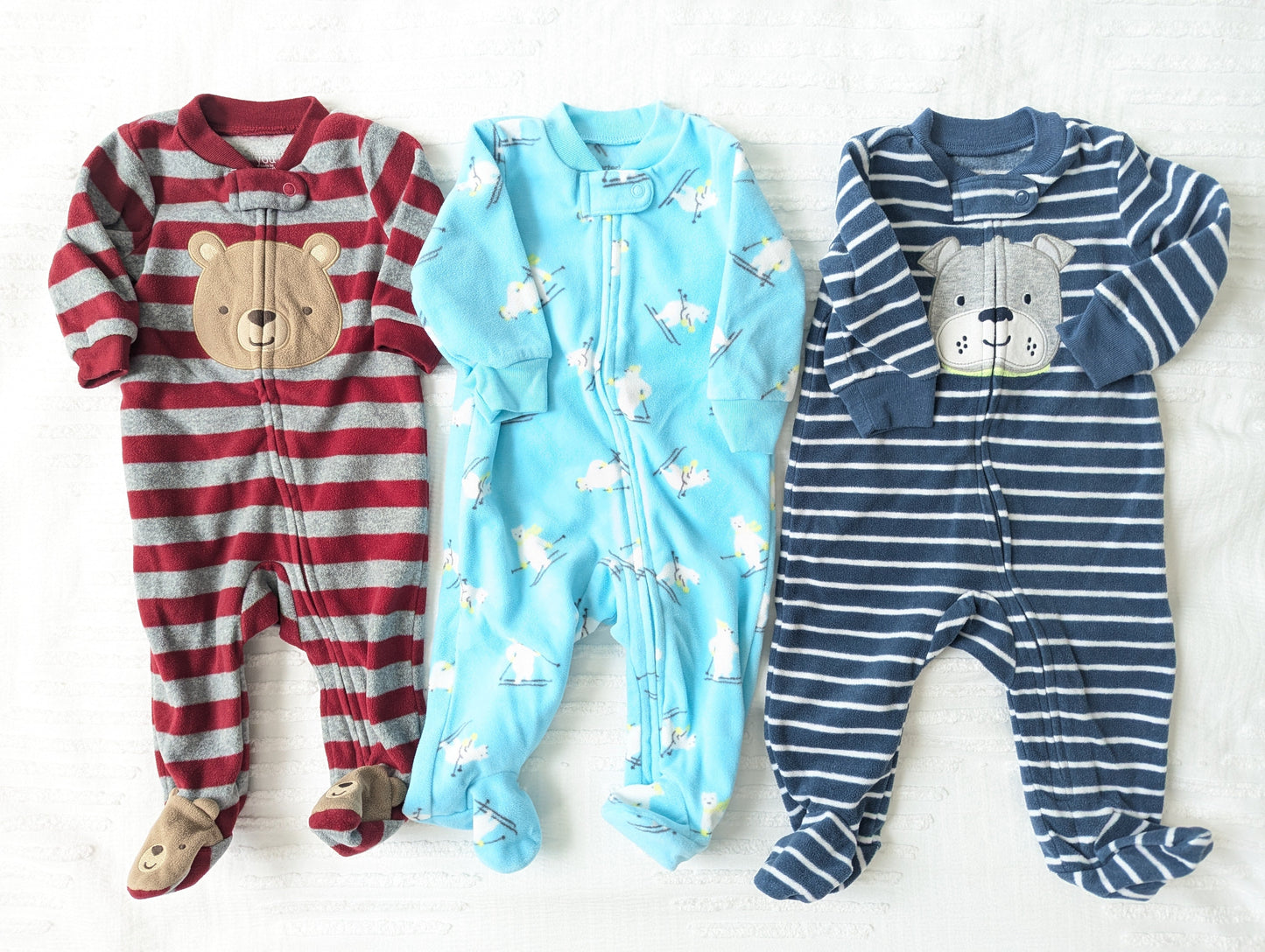 #164 - REDUCED Carter's - Boy's 3 Month Fleece Footie Sleepers (VGUC)