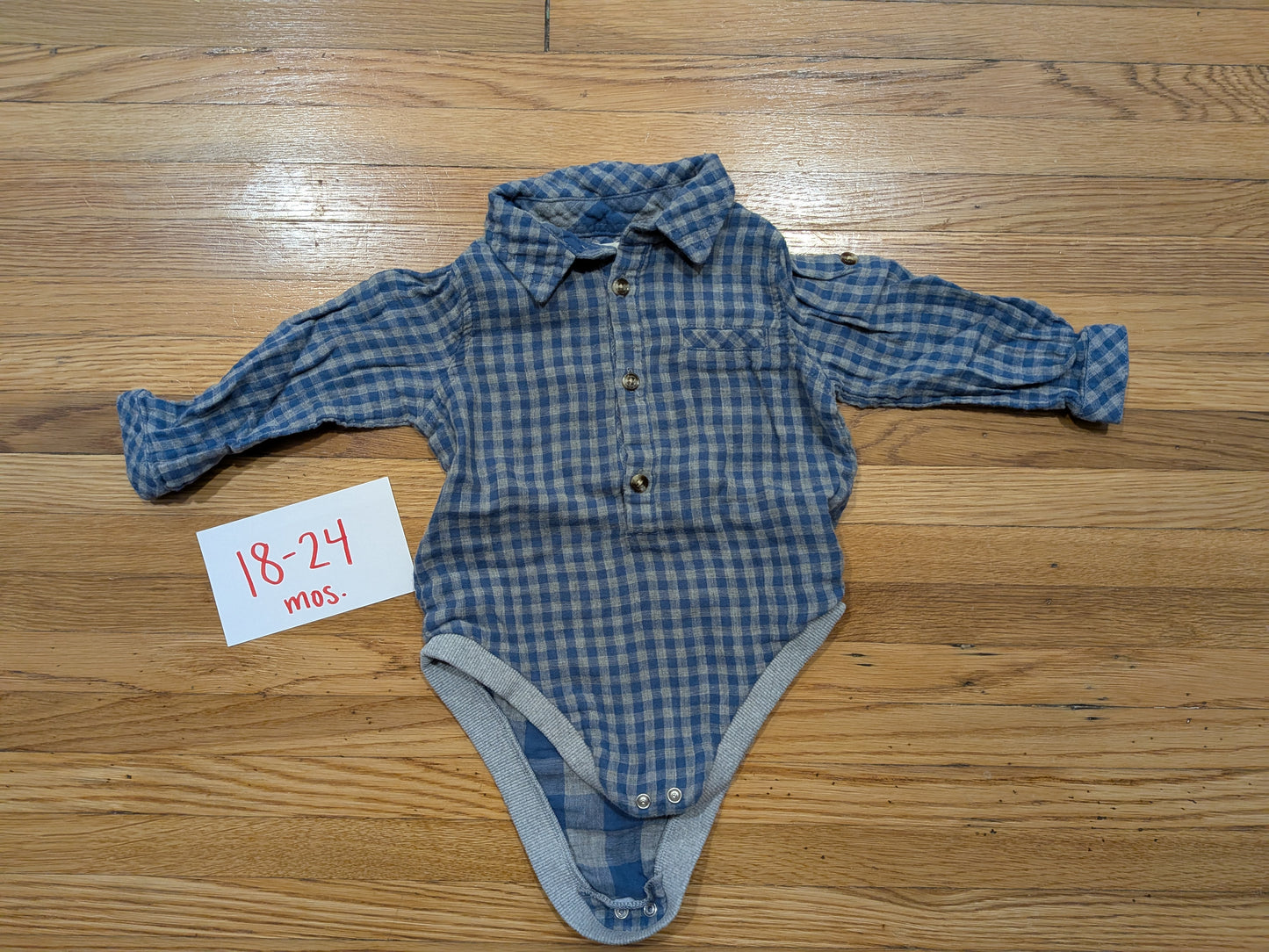 206 Me and Henry Muslin Button Down Onsie Boys 18-24 mos