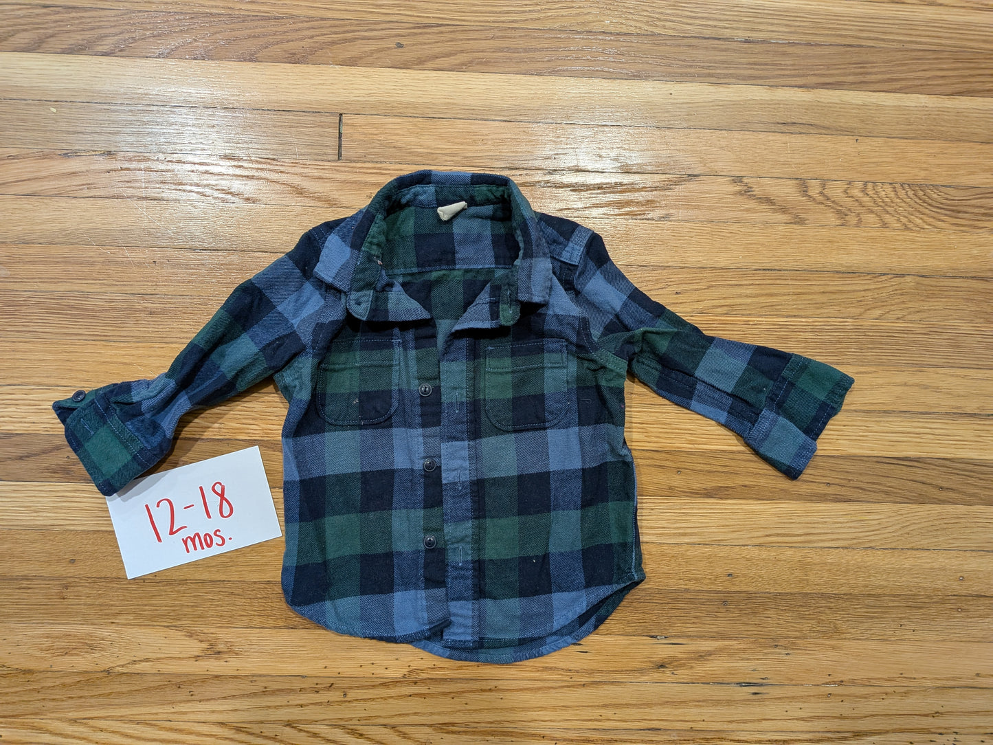 206 Gap Plaid Flannel Button Down Boys 12-18 mos