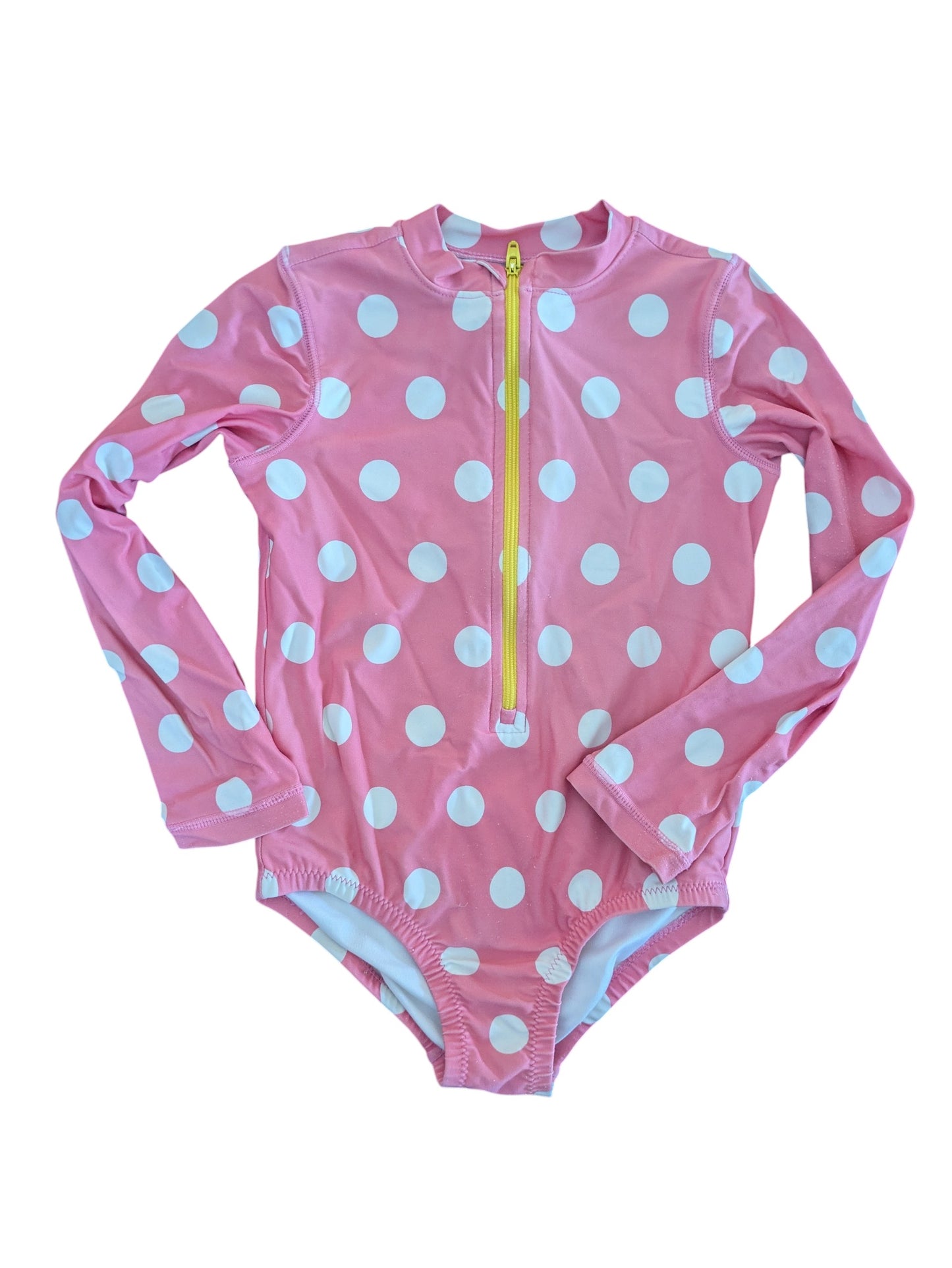 #52 Primary Size 3 Pink Polka Dot Long-sleeve Swim Suit