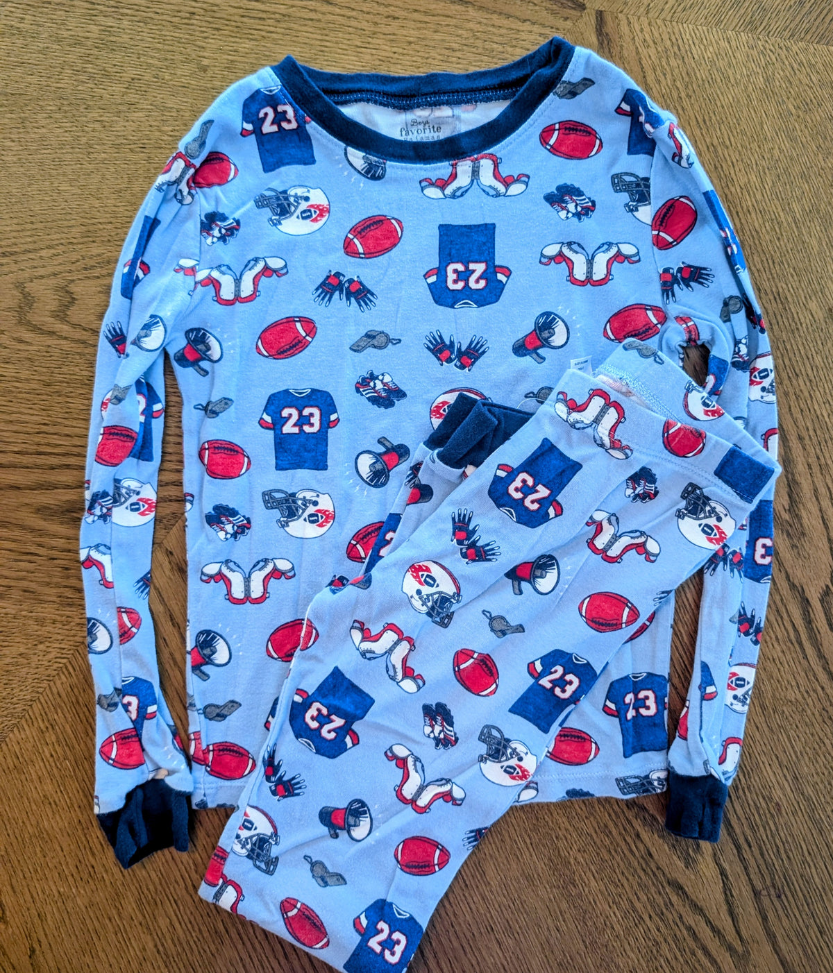 #67 Member's Mark Youth Size 8 Long-Sleeve Football Pajamas