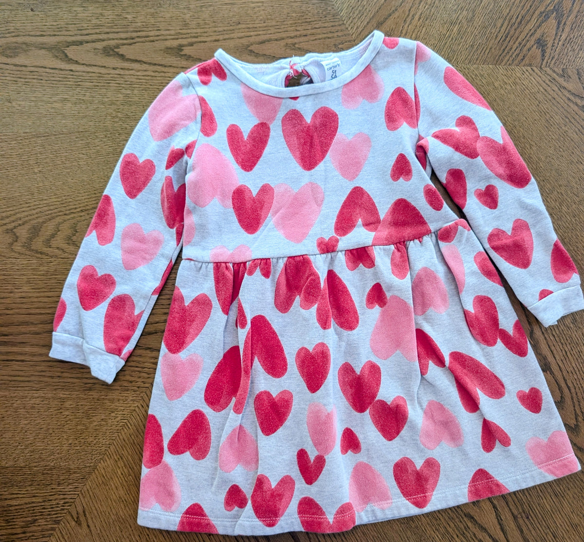#67 Carter's 5T Heart Sweatshirt Dress