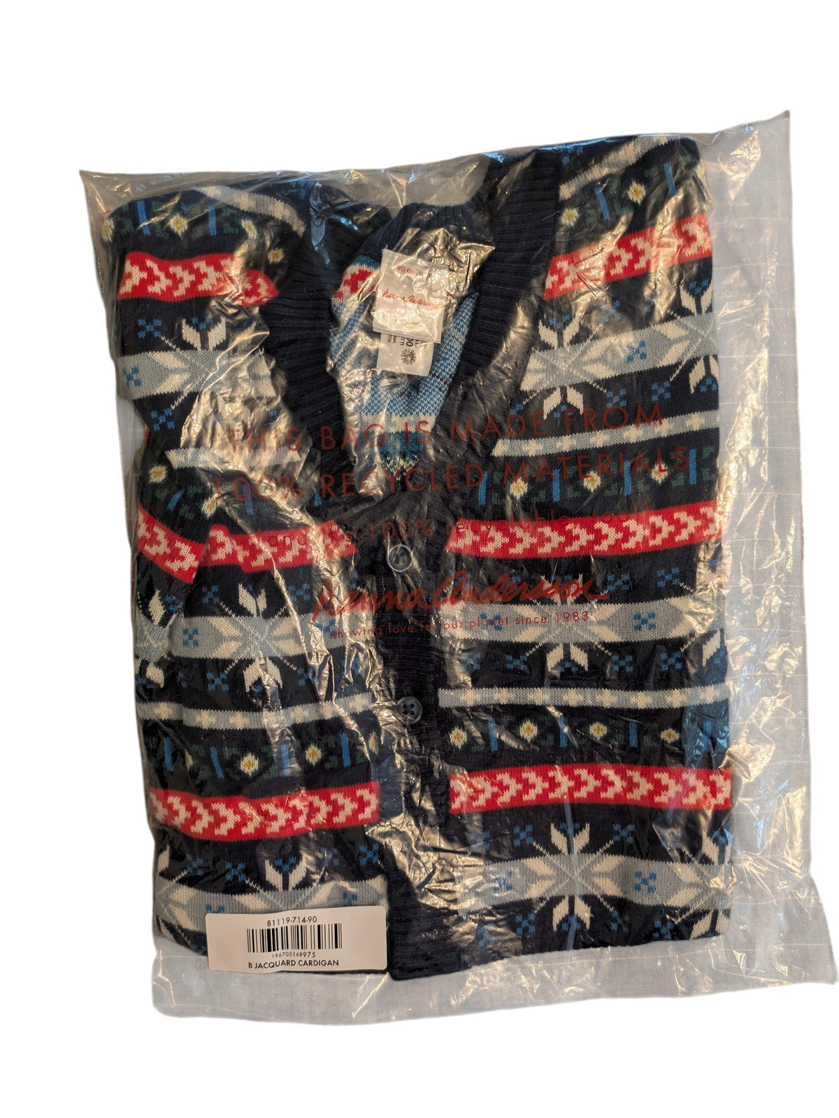 #52 3T Hanna Andersson boys Scandi Snowflake Fairisle Jacquard Cardigan