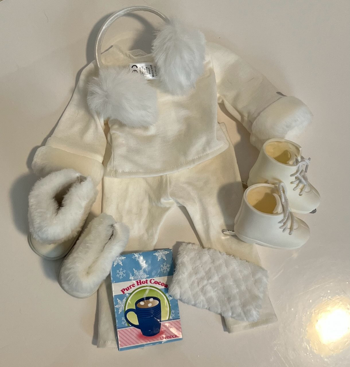 #121 American Girl Doll ice skating outfit with accessories, EUC