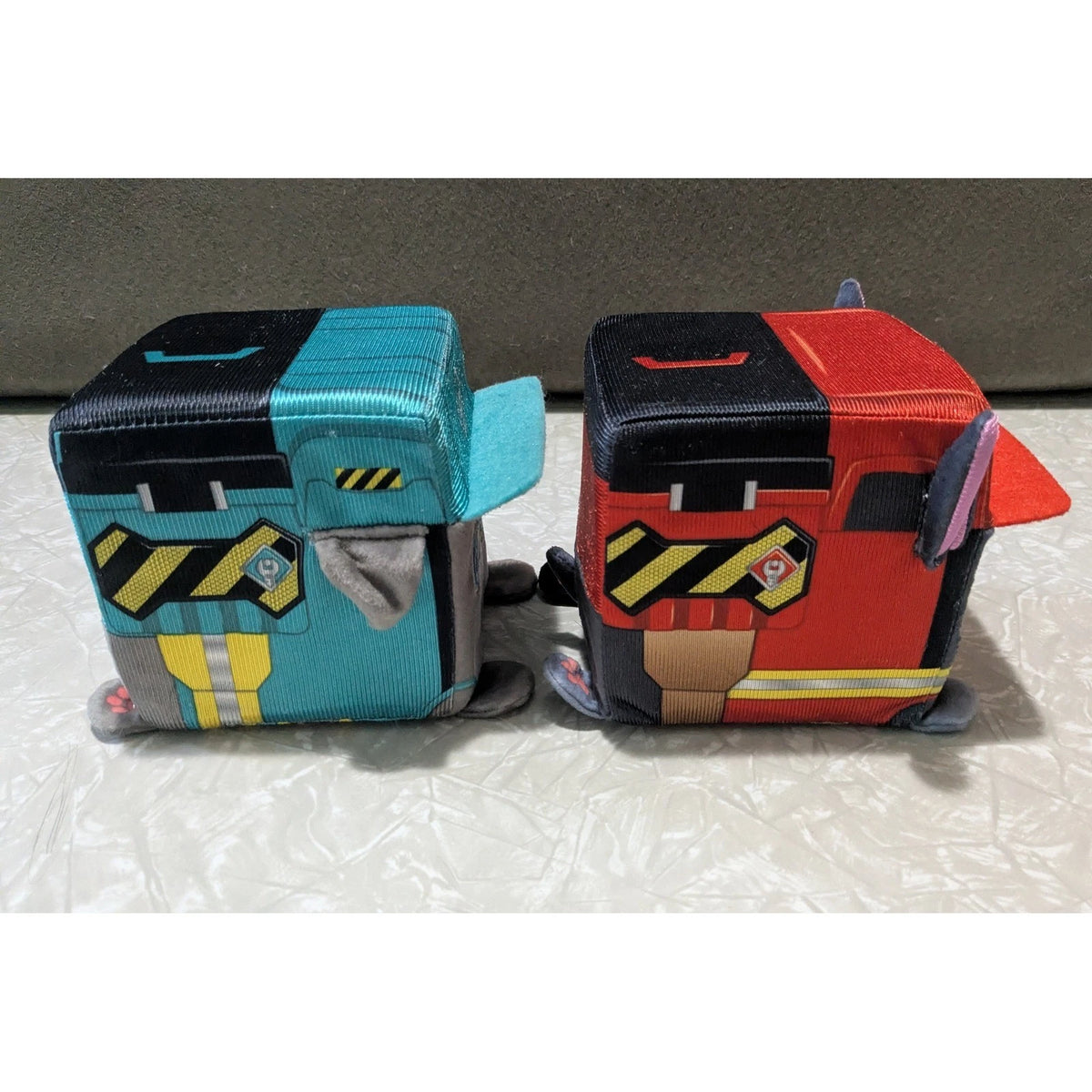 #61 "Motor" & "Charger" 4 Inch Cube Plush Rubble & Crew Paw Patrol