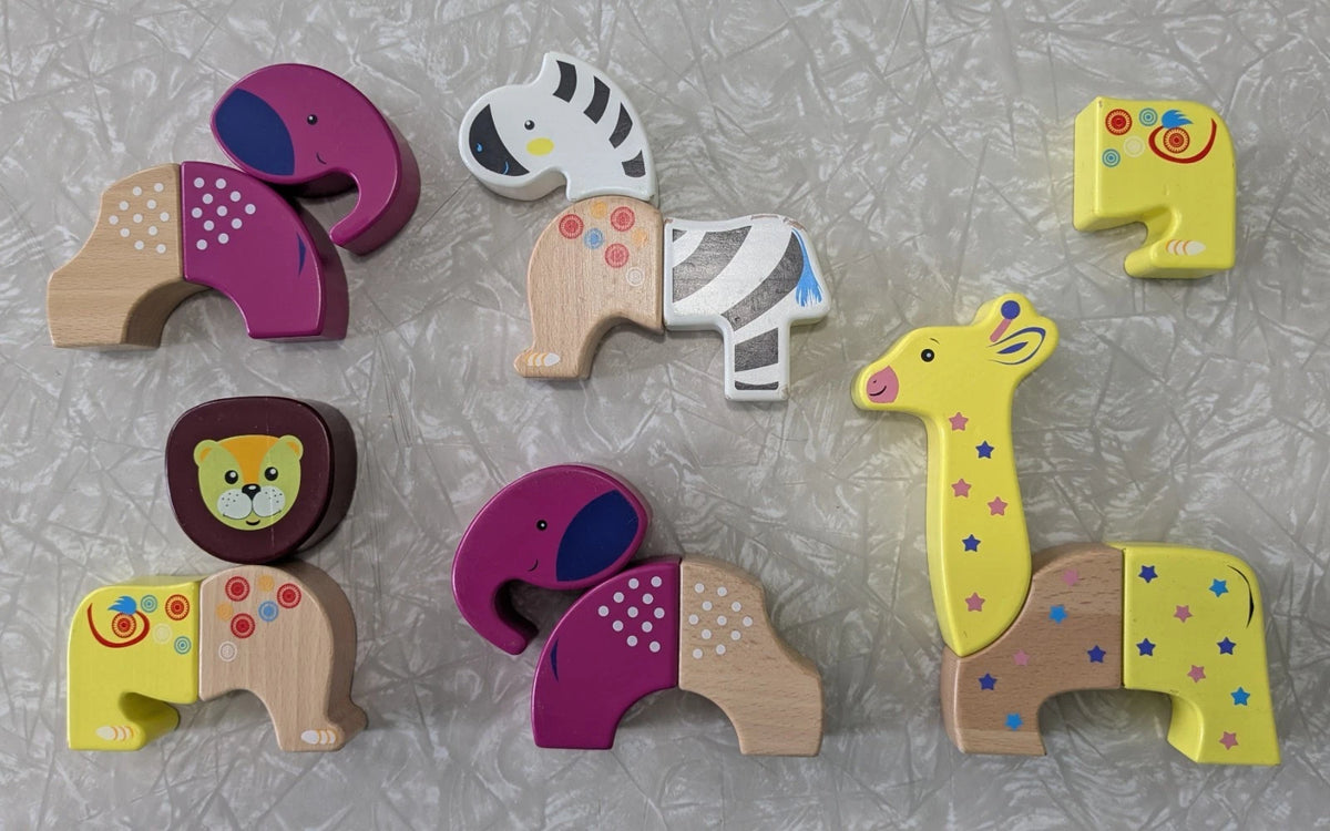 #61 Kumba Magnetic Blocks Elephant(2), Lion, Giraffe, Zebra