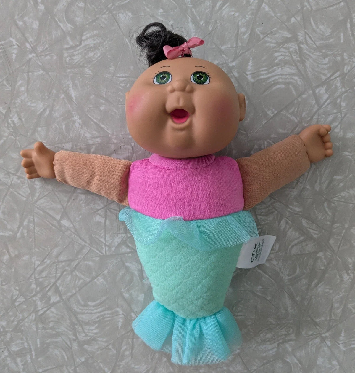 #61 Cabbage Patch Kids Mermaid Doll Cutie Fantasy Friends Medium Skin Dark Hair Pink
