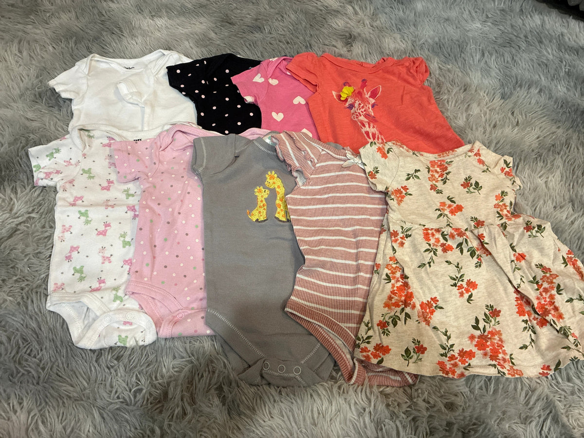 SCO46-Short sleeve onesies-girls-3-6 months-10 pack