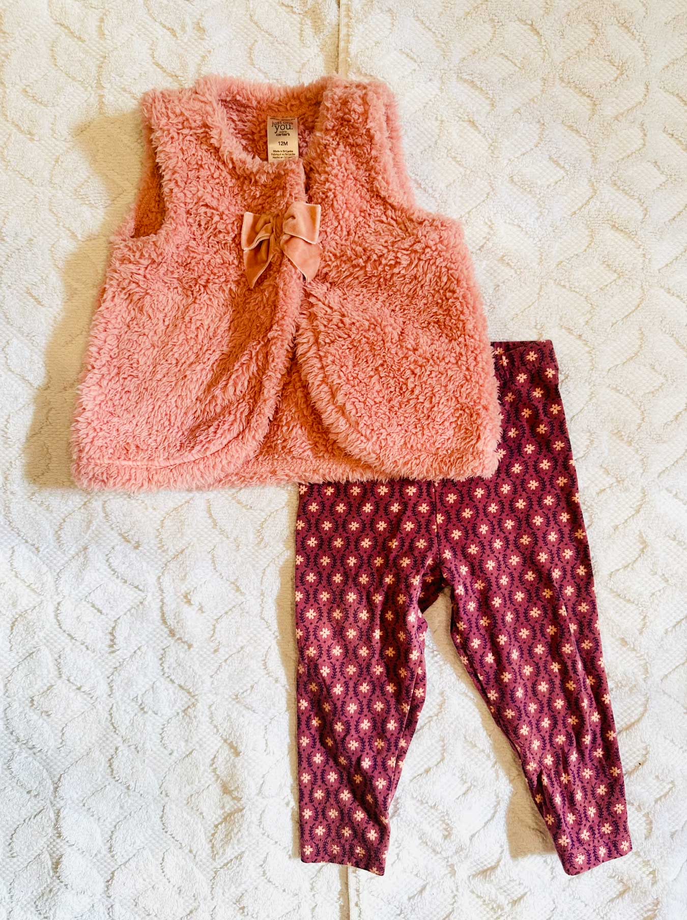 Seller #51: Carter's Girls Sherpa Vest & Printed Legging Set 12m