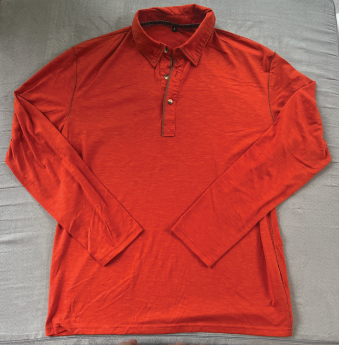 REDUCED #154 Size Large Mens rust orange lightweight longsleeve polo, never worn