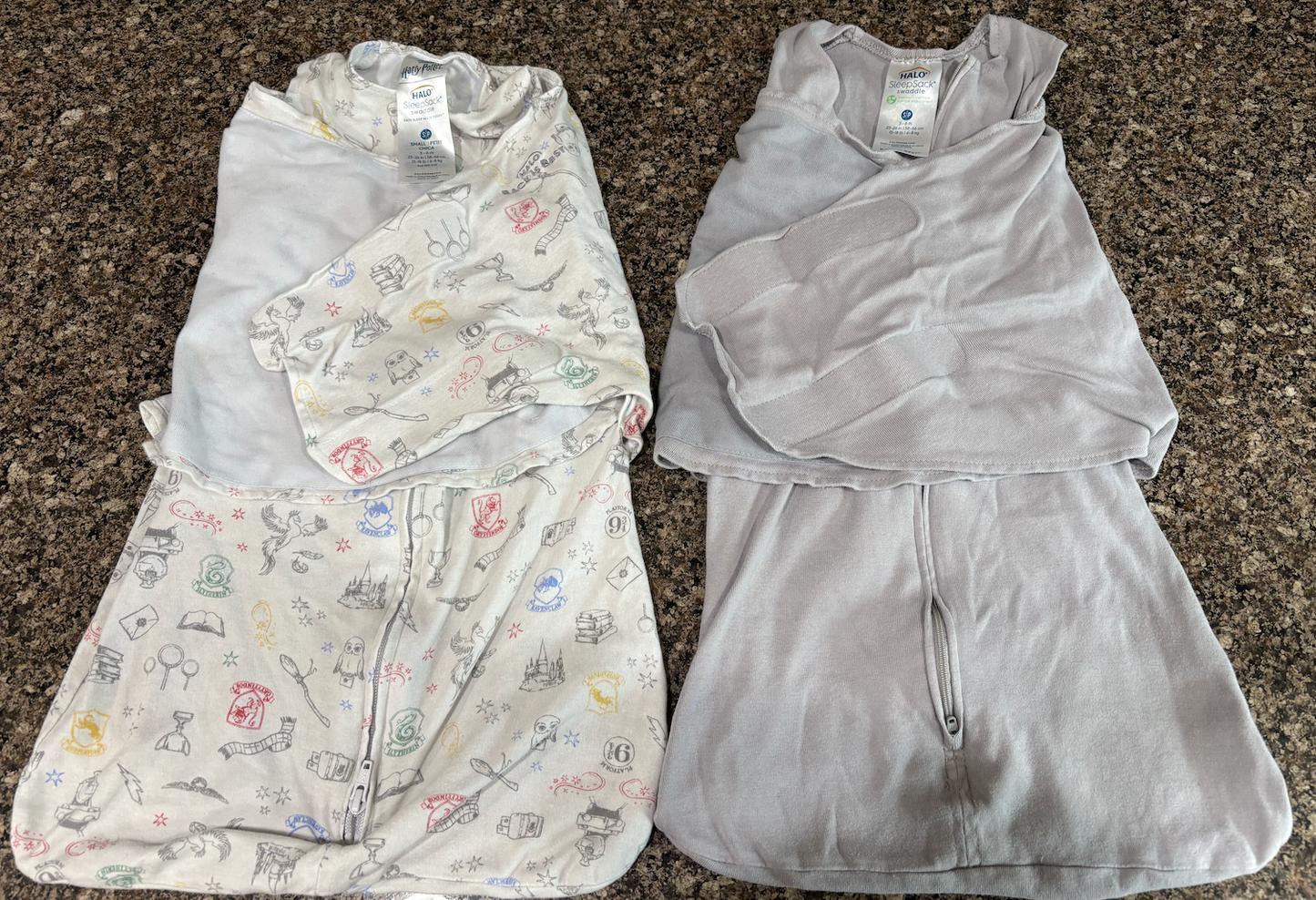 Seller 34 Small Halo swaddle in Harry Potter and Plain Gray Organic