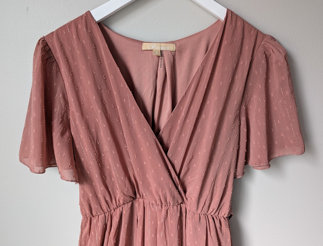 #164 - Pink Blush - Women's Medium Chiffon Maternity Maxi Dress (EUC)