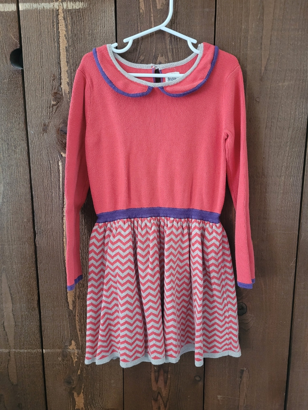 #109 Mini Boden Chevron Knit Dress Girls Size 6-7Y