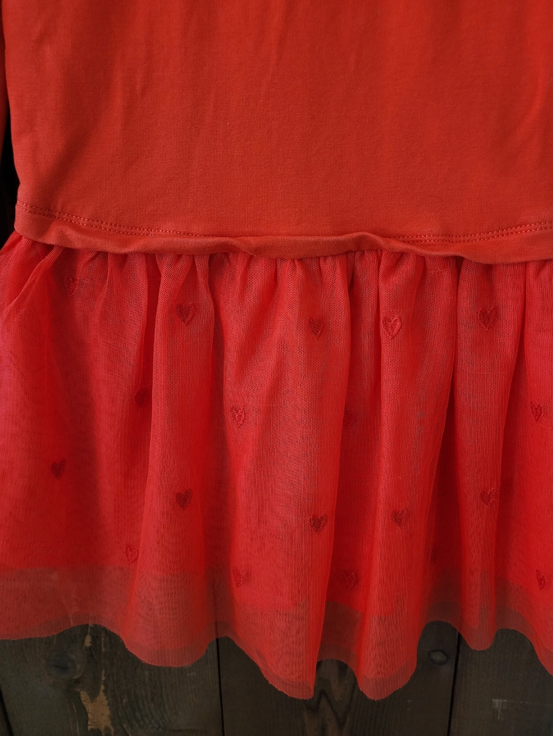 #109 Hanna Andersson Red Tulle Heart Dress Girls Size 110/5T