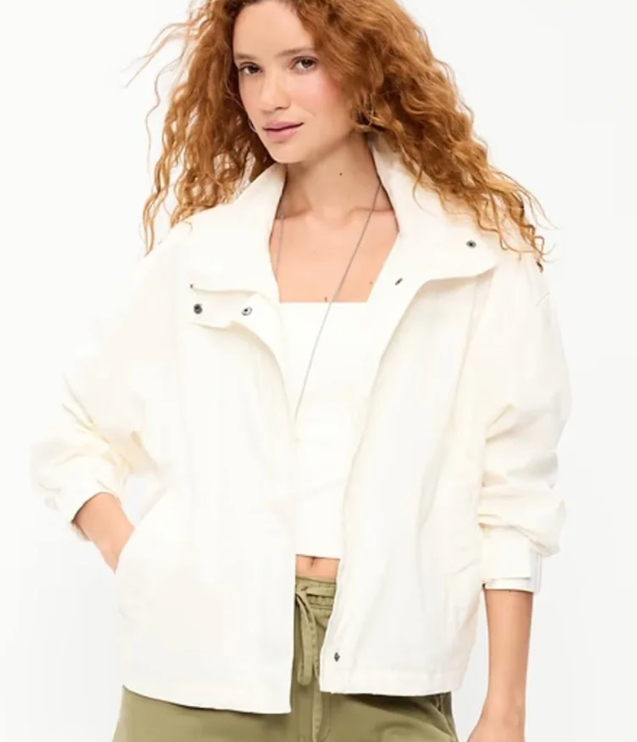 #37 Old Navy Small Full-Zip Poplin Jacket, White - NWT