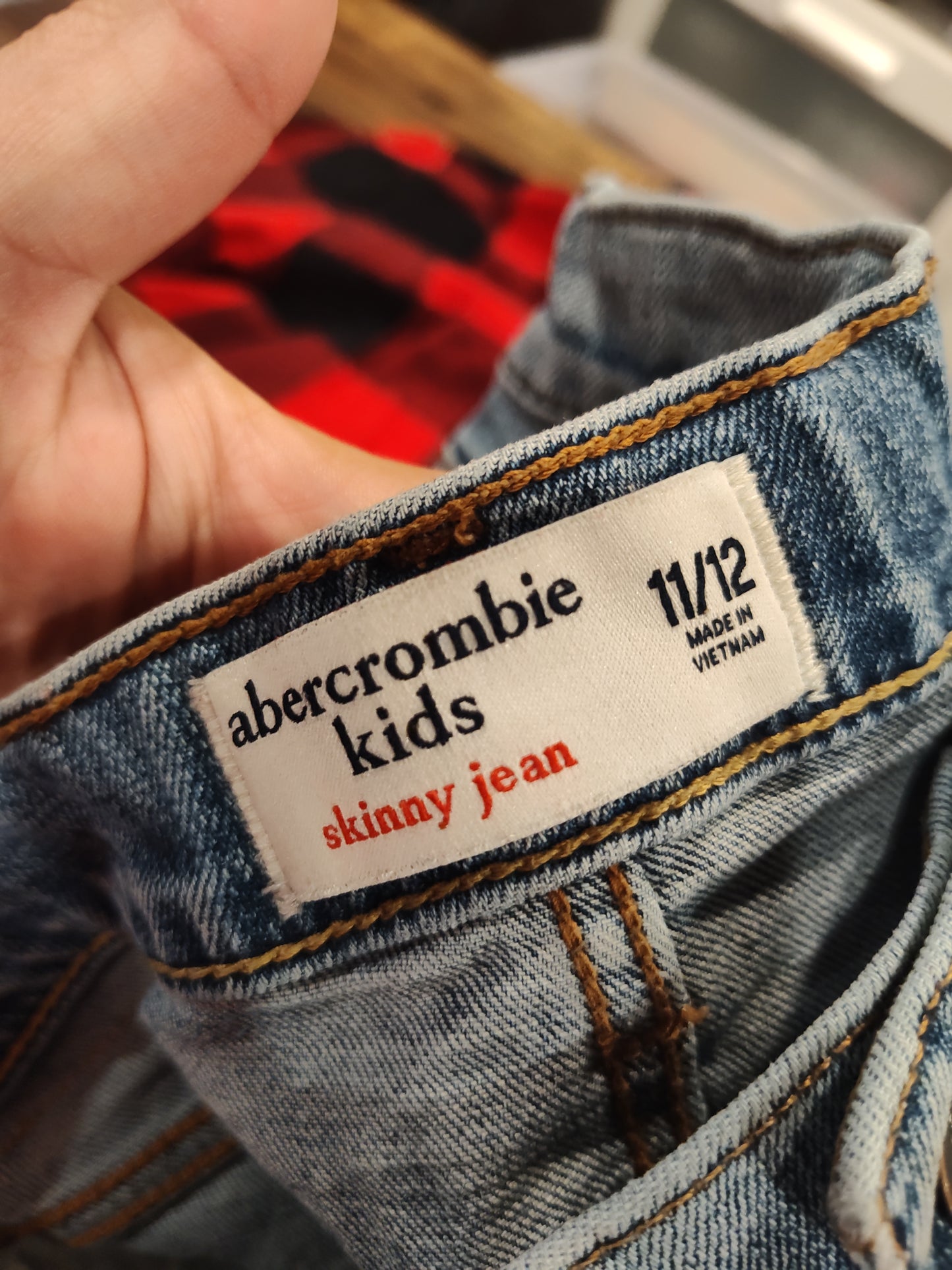 Seller 185: Plaid Outfit with custom bow size 12 girls (jeans 11/12)