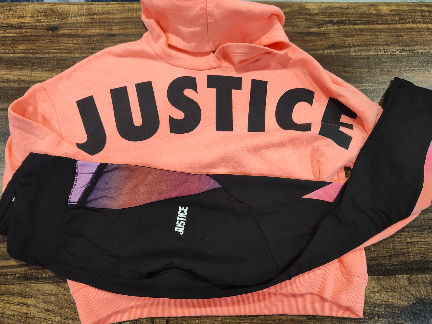 Seller 185: Justice Girls size 12 (12/14) hoodie and athletic leggings