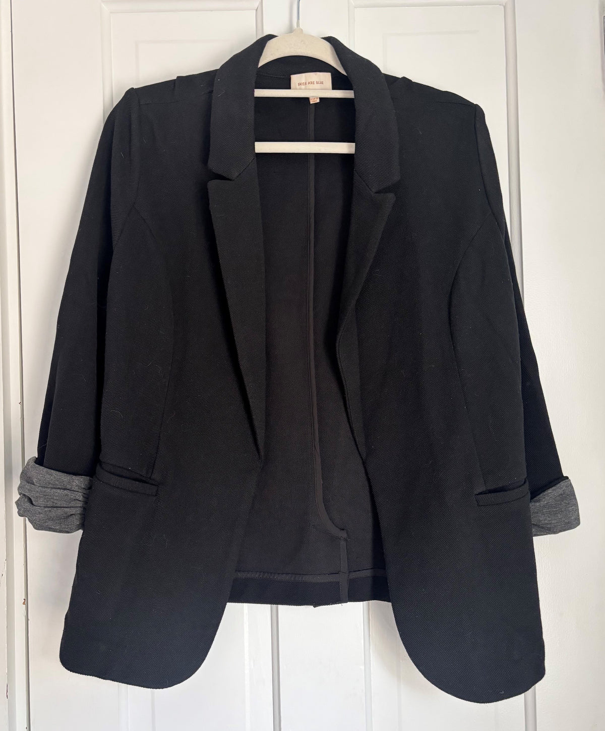 #154 Skies are Blue Knit Blazer Women's XL VGUC