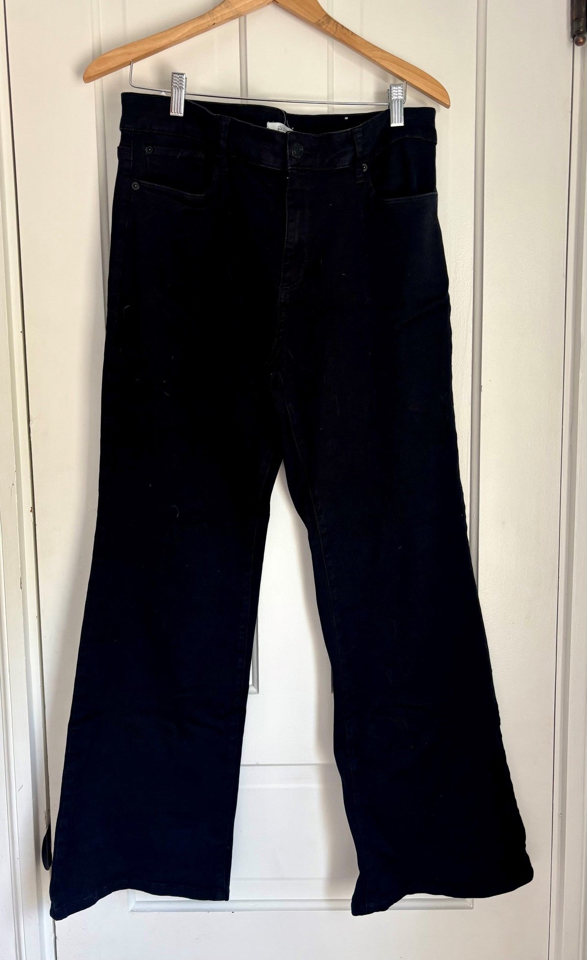 #154 STS Blue Stretch Black Flare Jeans Women's Size 33 EUC
