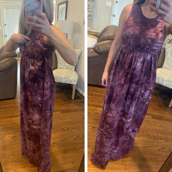 Seller 189 Women's XL Nursing Queen Purple Tie Dye Nursing Maxi Dress with Hidden Flap EUC