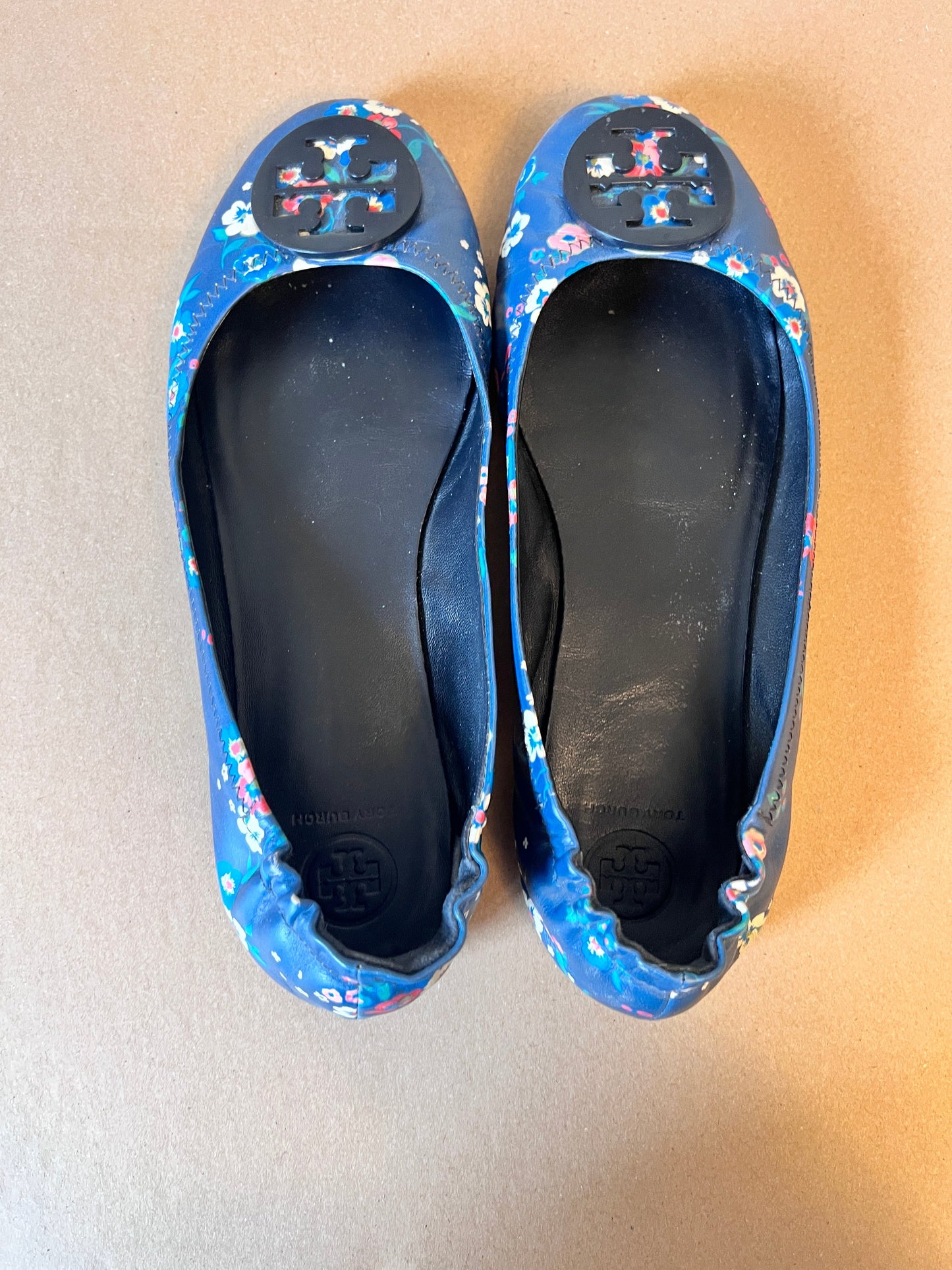 #176 - Tory Burch women’s blue floral ballet flats | 9.5M