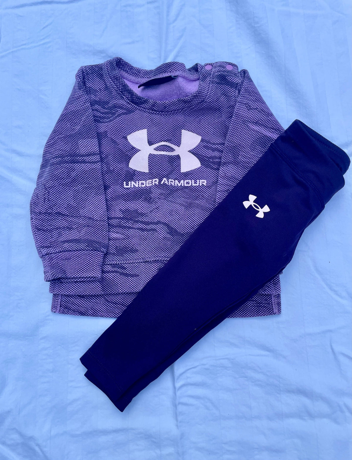 #32 Under Armour Infant Girl Size 9-12 Months Purple Sweatshirt and Legging Set