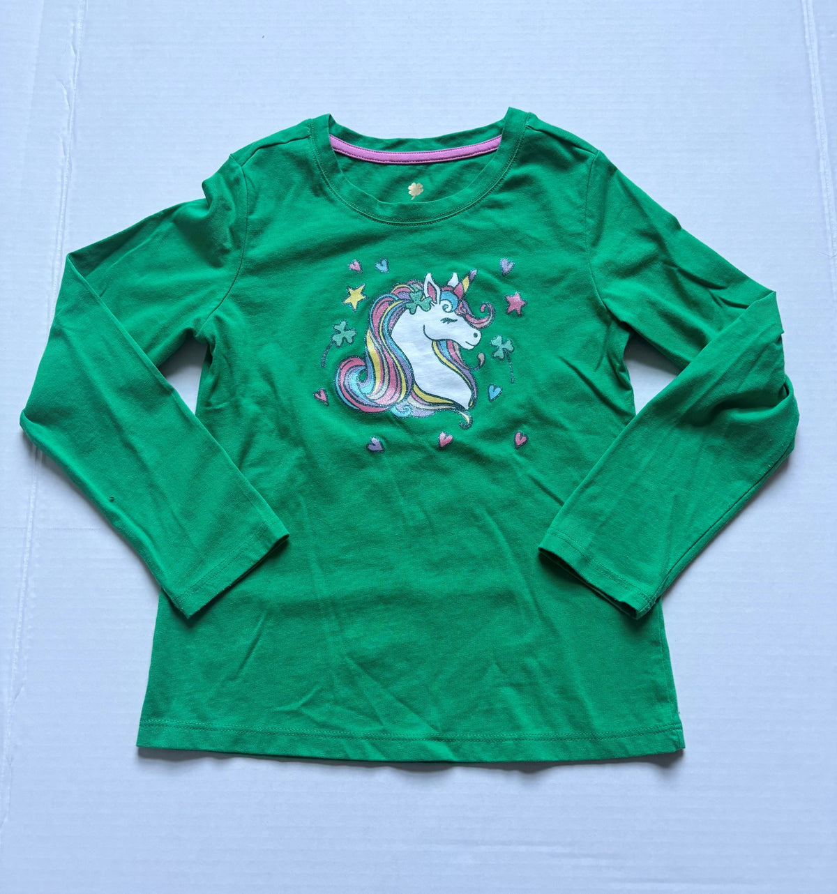 #154 Unicorn Long Sleeve Tee Girls 6 EUC