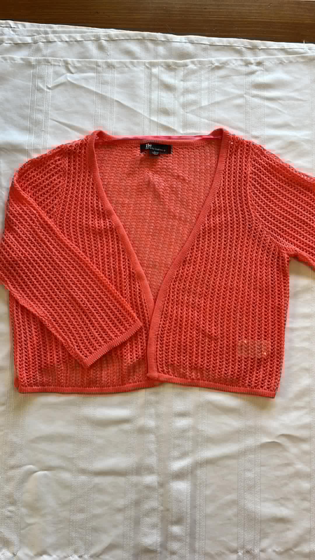 #29 Women's size L Coral shrug EUC