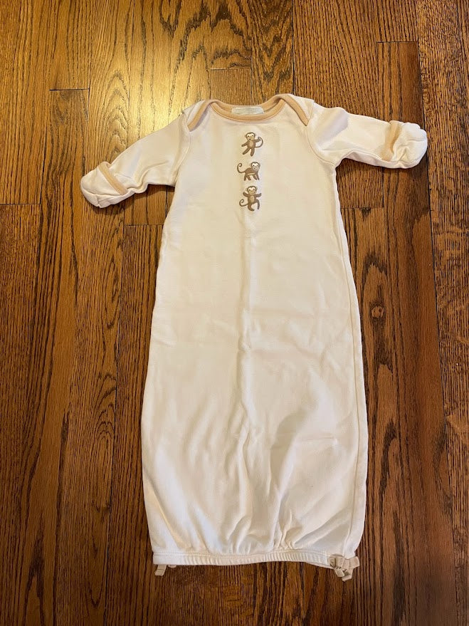 Janie and Jack baby sleeper gown size 0-3m. Cream color with monkeys