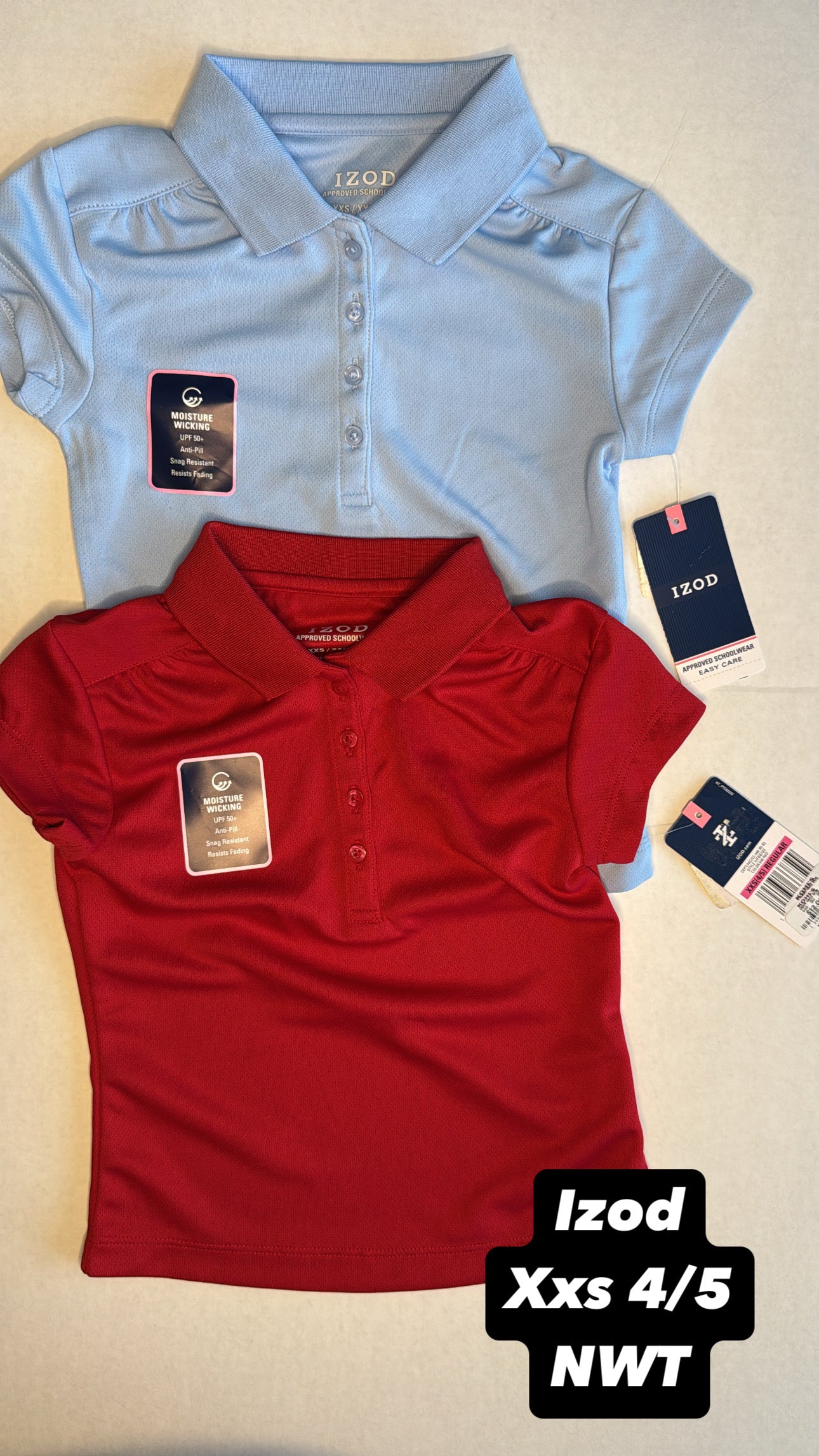 #44 Izod xxs 4/5 girls moisture wicking polos REDUCED