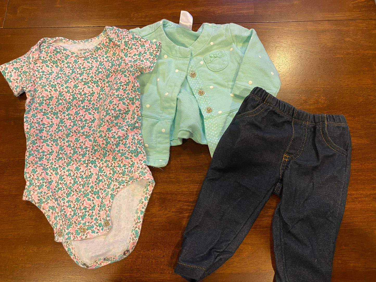 77A Carter's 3mo Floral shirt/jacket/jean outfit