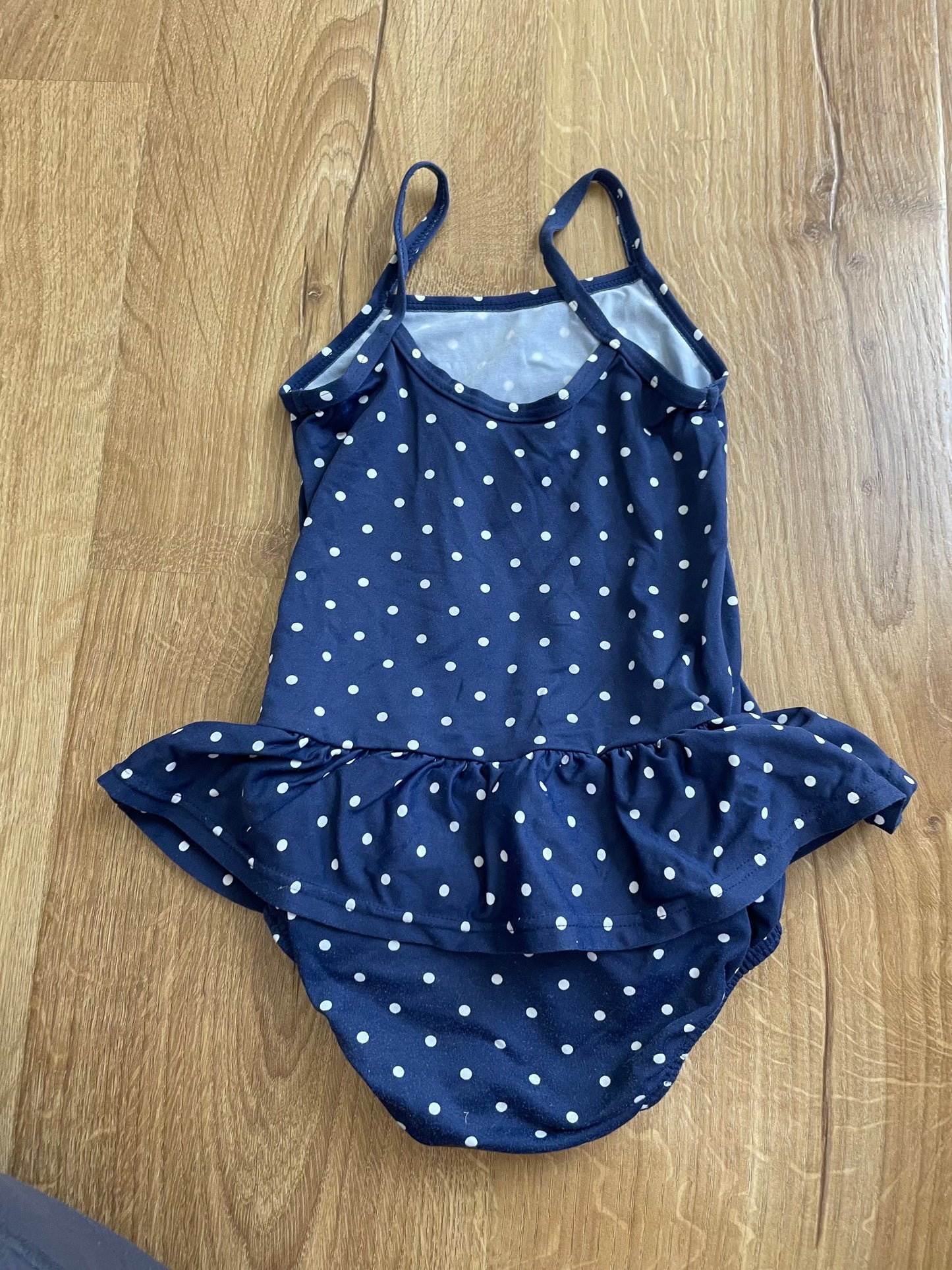 #6 - JoJo Maman Bebe Bathing Suit, Navy with Polka Dots, 1-2 yrs