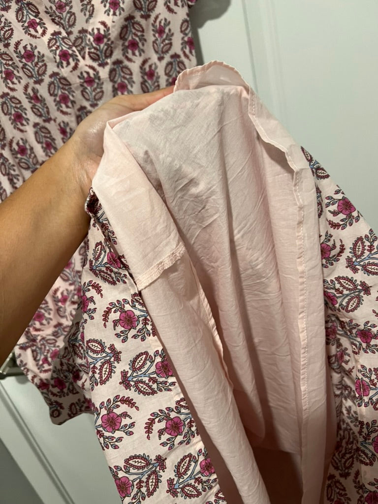 Seller #76 - J. Crew Ruffle-Sleeve Cotton Midi Dress Pink Floral Print Women's Size 2