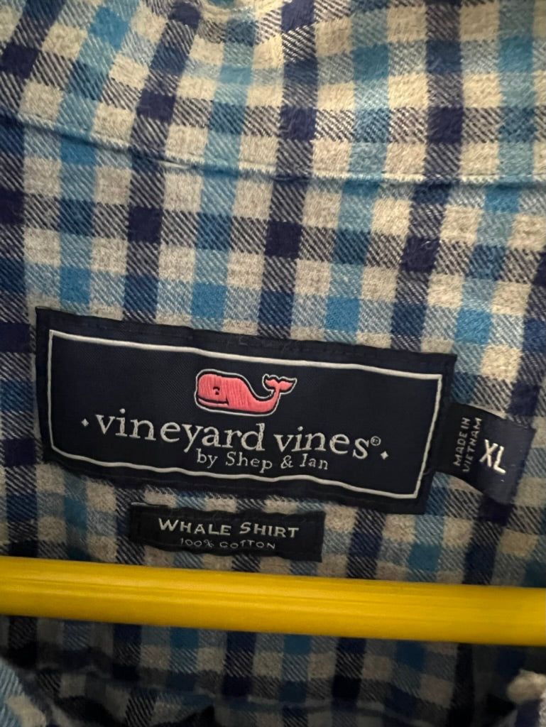 Seller #76 - Vineyard Vines Flannel Men's - Blue/Grey Plaid - Size XL