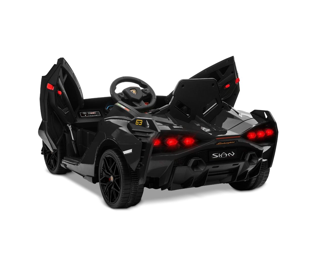 New in Box Kidzone Lamborghini Sian Roadster Battery Powered Ride On and Remote Control Sports Car Toy